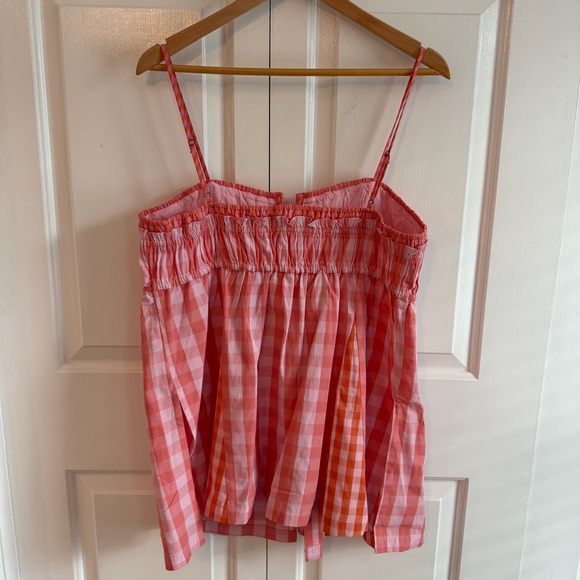 Anthropologie Pink and Orange Gingham Top, Size M - Picture 8 of 11